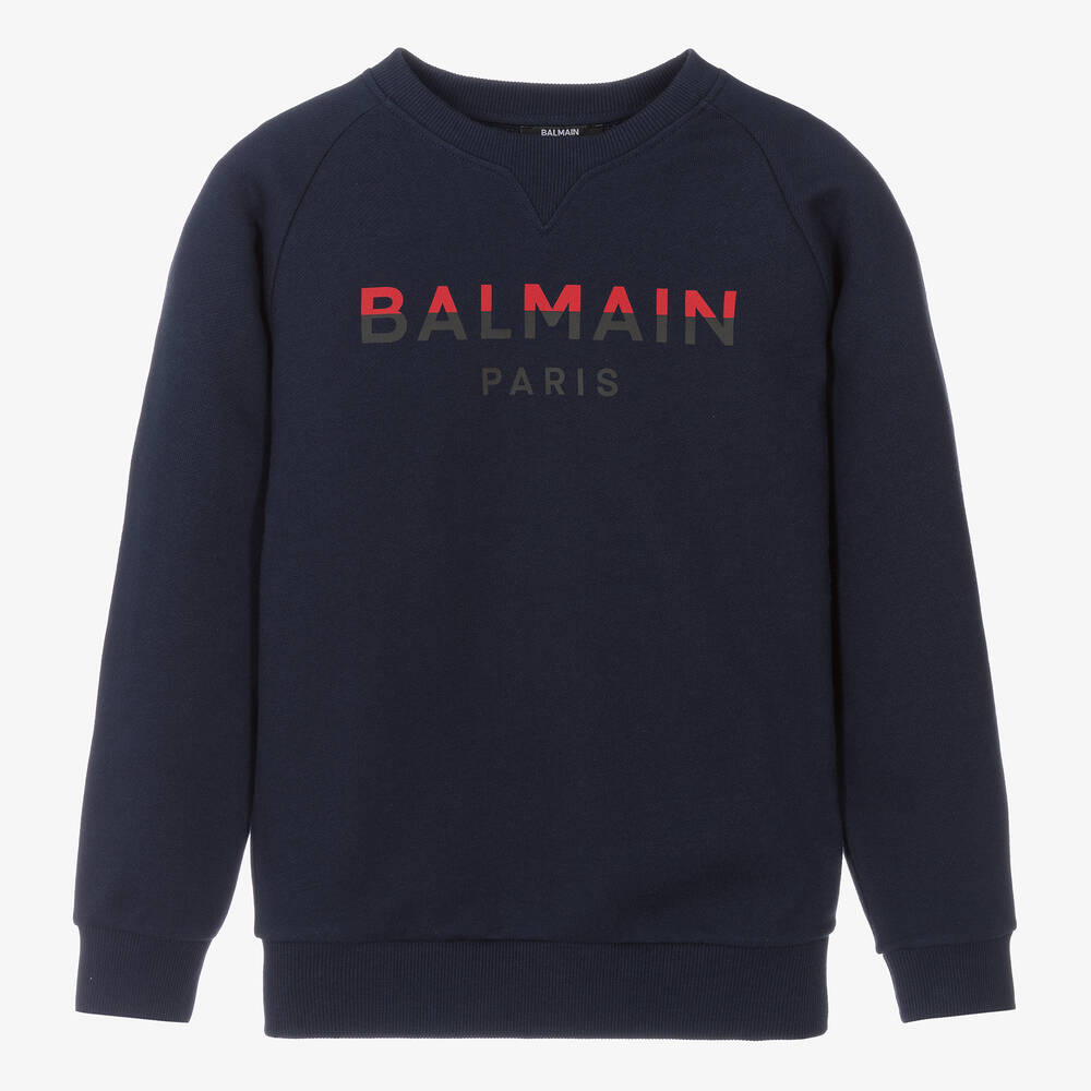 Balmain - Teen Boys Navy Blue Cotton Sweatshirt | Childrensalon