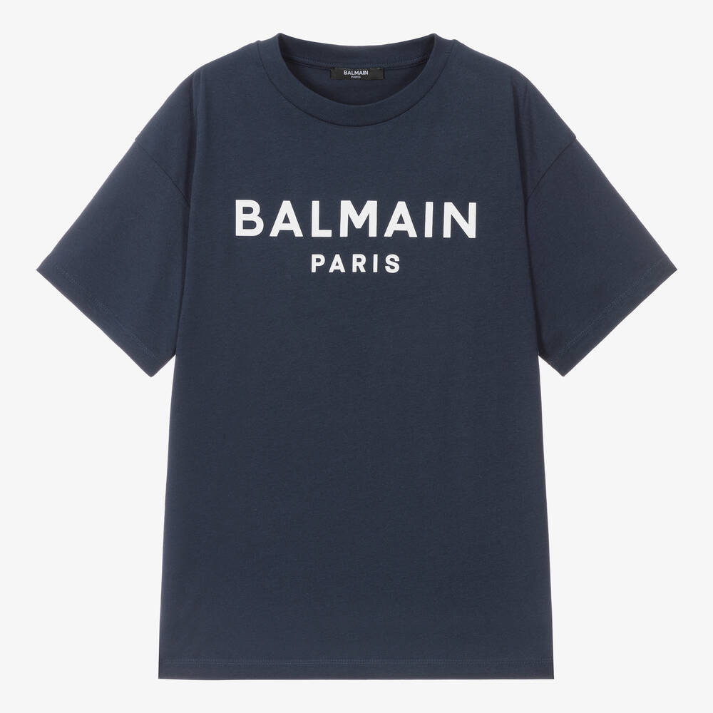 Balmain - Teen Boys Navy Blue Paris T-Shirt | Childrensalon