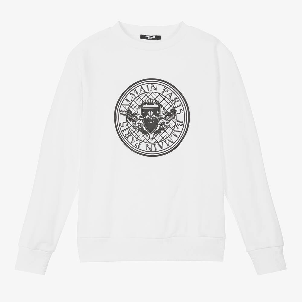 Balmain - Teen Boys White Medallion Cotton Sweatshirt | Childrensalon