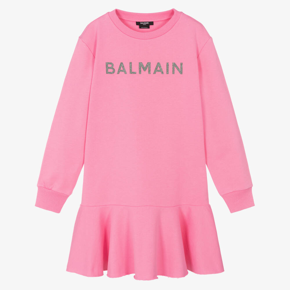 Balmain - Teen Girls Pink Logo Sweatshirt Dress | Childrensalon