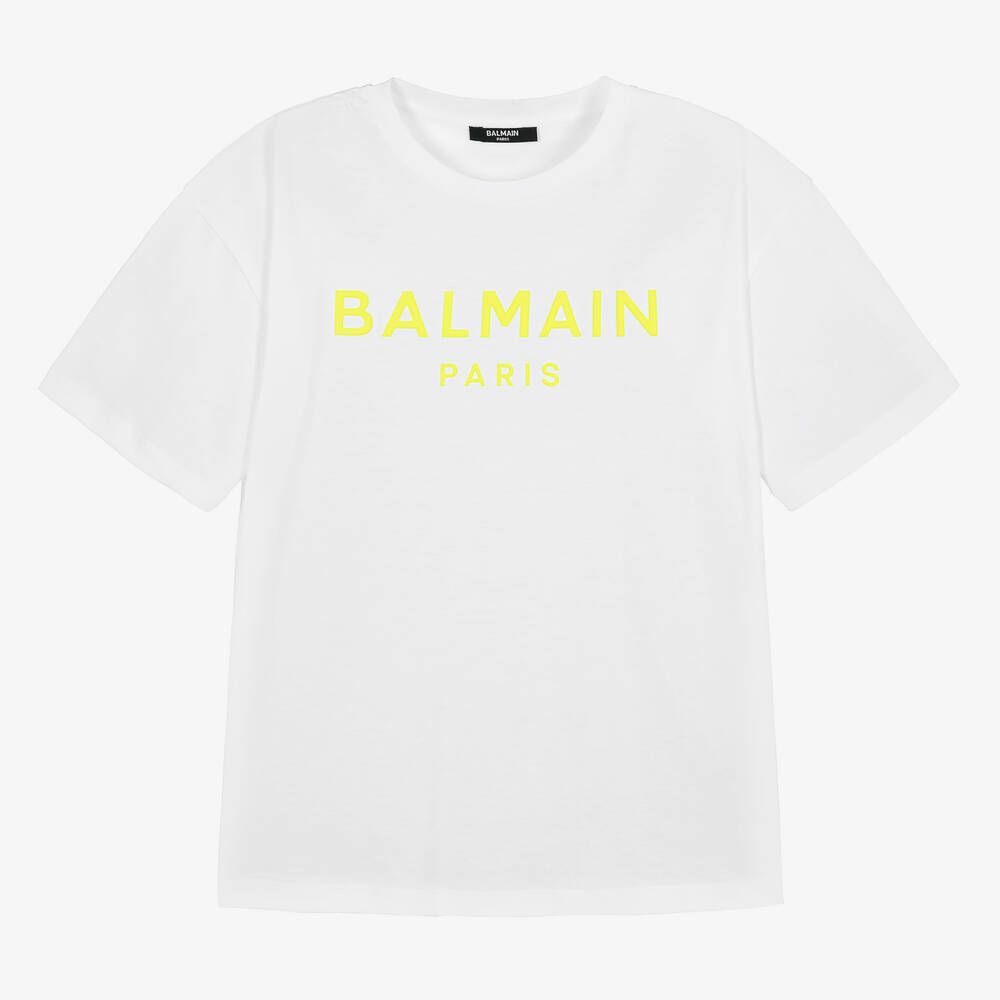 Balmain - Белая футболка из хлопкового джерси для подростков | Childrensalon