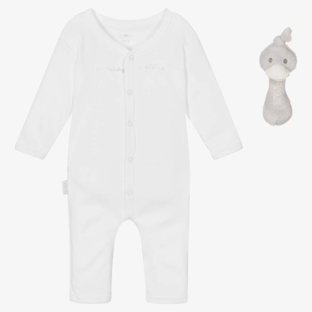 Bam Bam - Ivory Babysuit & Soft Toy Gift Set | Childrensalon