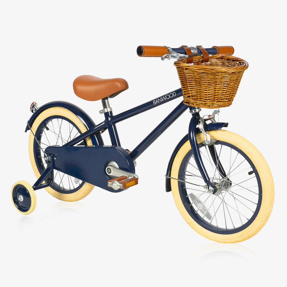Banwood - Vélo bleu marine 16" à panier | Childrensalon