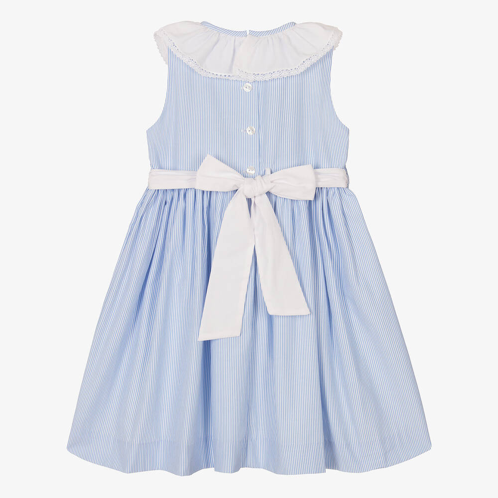 Beatrice & George - Blue Cotton Hand-Smocked Dress | Childrensalon