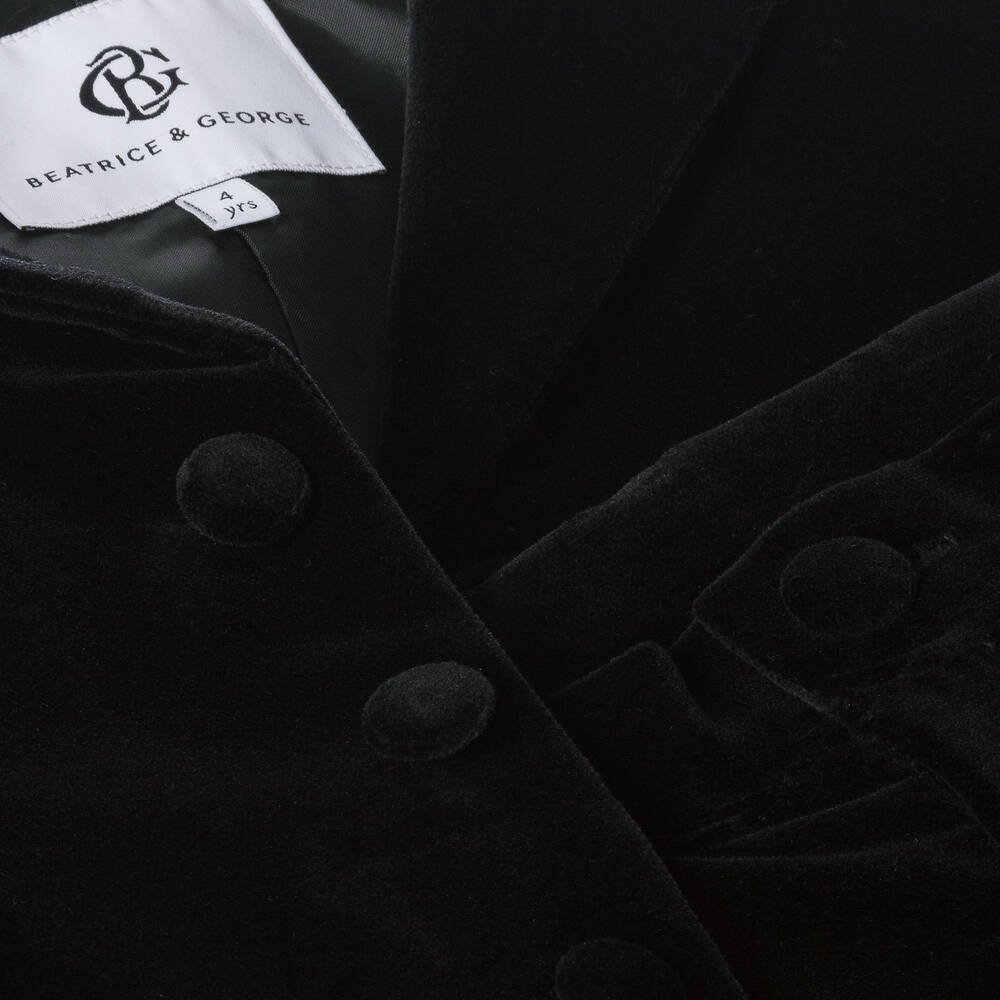 Beatrice & George - Boys Black Velvet Suit | Childrensalon