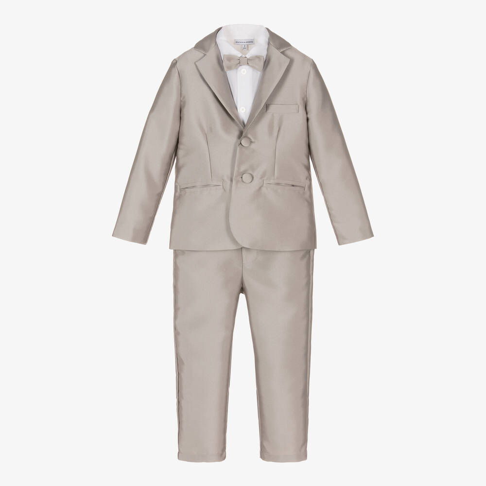 Beatrice & George - Boys Bronze Satin Twill Suit | Childrensalon