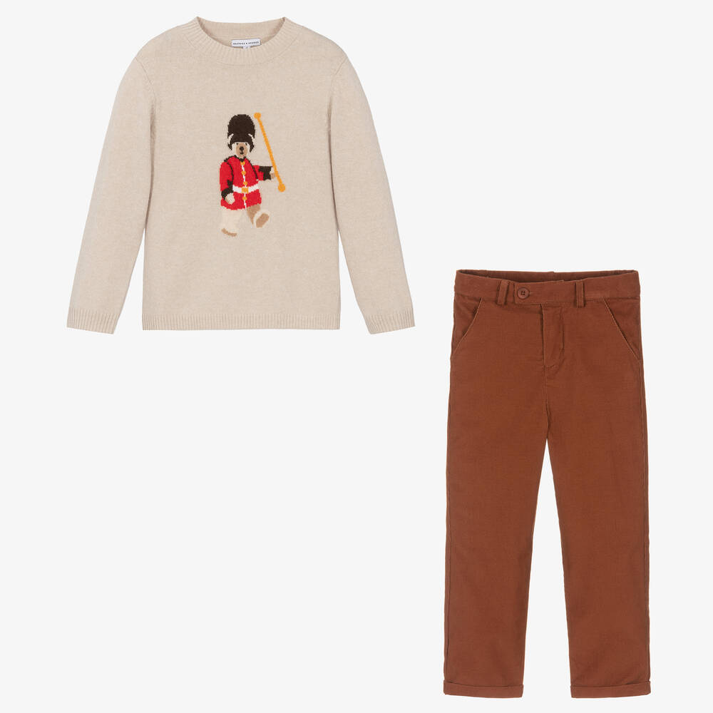 Beatrice & George - Топ и коричневые вельветовые брюки для мальчиков | Childrensalon