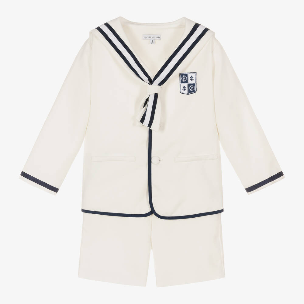 Beatrice & George Sailor Shorts Boys | Childrensalon Herringbone - Suit Ivory