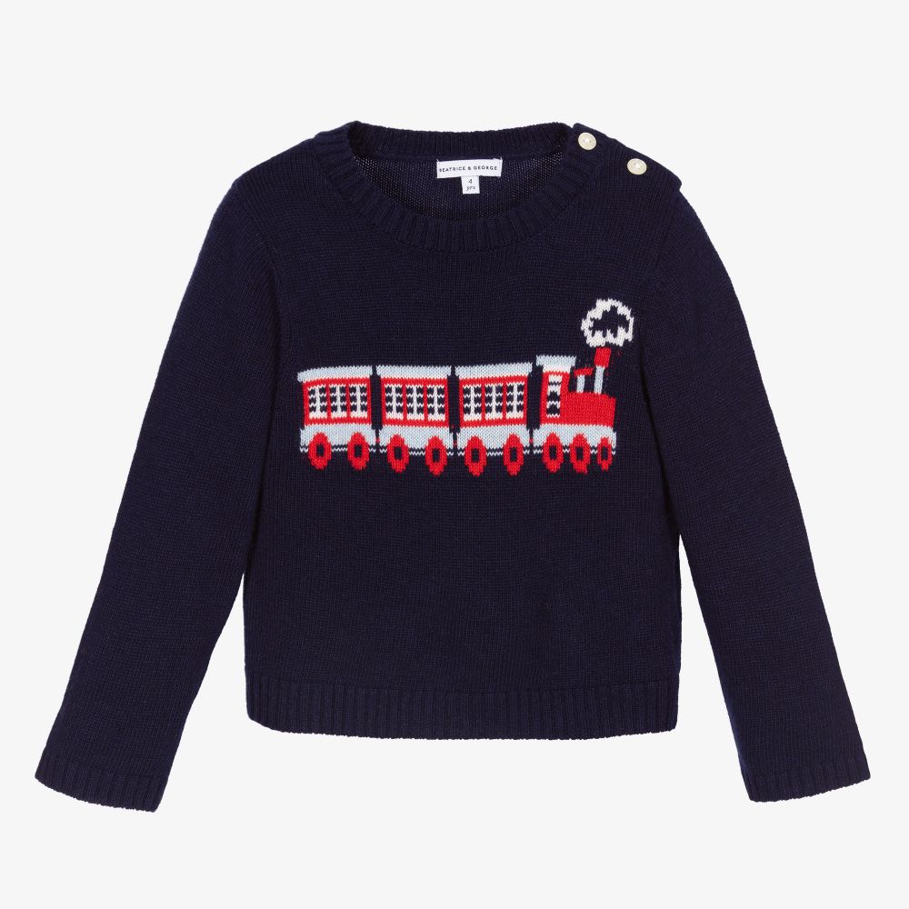 Beatrice & George - Синий шерстяной свитер для мальчиков | Childrensalon
