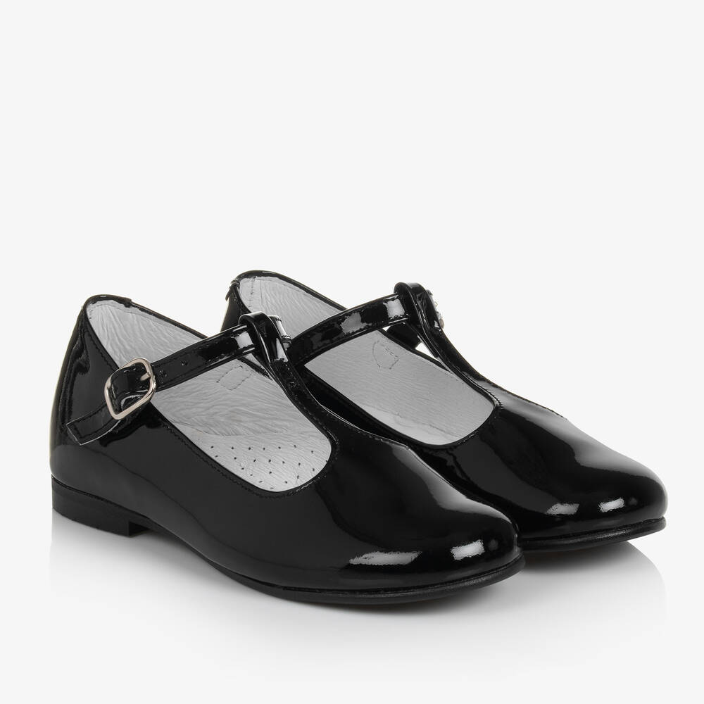 Beatrice & George - Girls Black Patent Leather T-Bar Shoes | Childrensalon