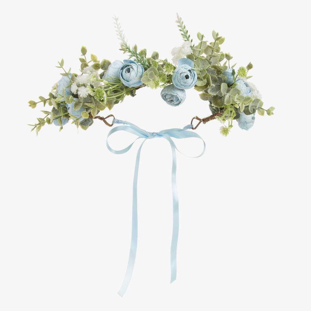 Beatrice & George - Girls Blue Handmade Floral Garland | Childrensalon