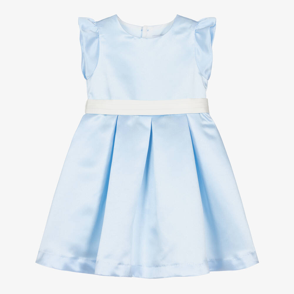 Beatrice & George - Girls Blue Satin Dress | Childrensalon
