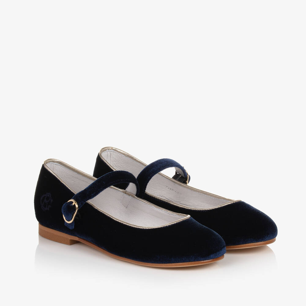 Beatrice & George - Синие бархатные туфли с ремешком для девочек | Childrensalon