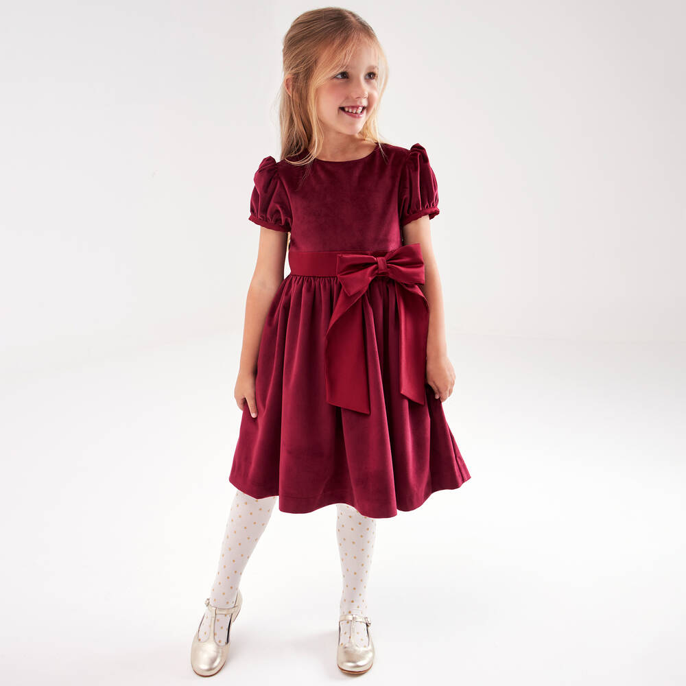 Buy Yellow Velvet Dress For Girls by FAYON KIDS Online at Aza Fashions.