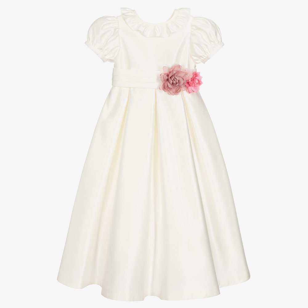 Beatrice & George - Girls Ivory Satin Dress | Childrensalon