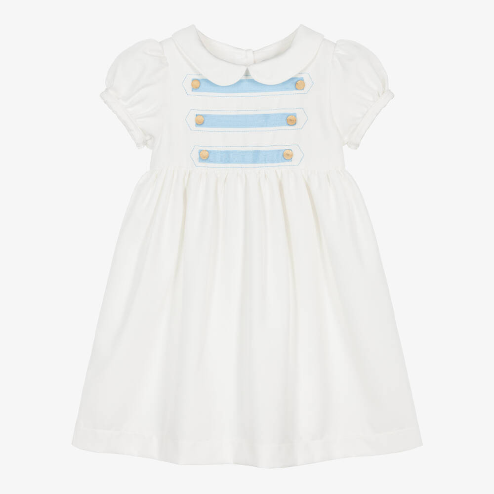 Beatrice & George - Girls Ivory Viscose Military Dress | Childrensalon