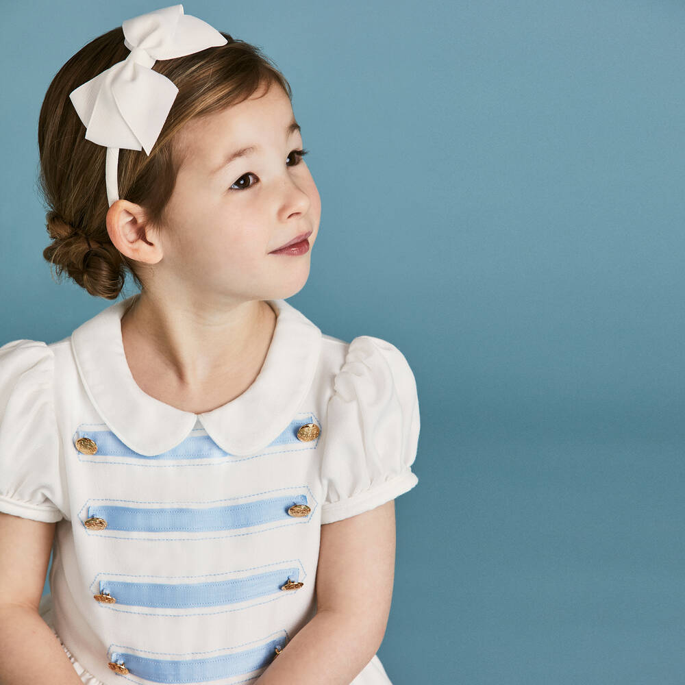 Beatrice & George-Girls Ivory Viscose Military Dress | Childrensalon
