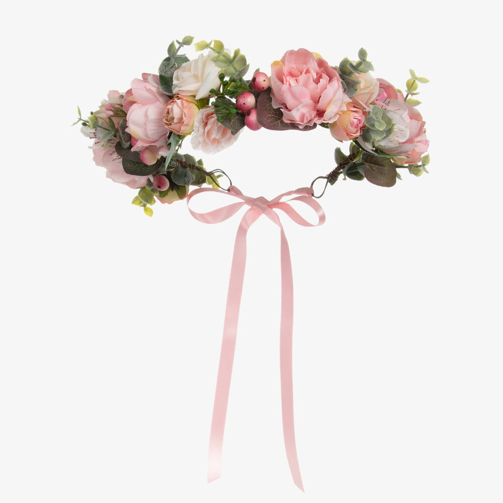 Beatrice & George - Girls Pink Handmade Floral Garland | Childrensalon