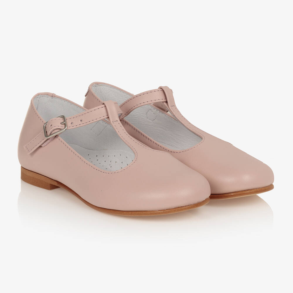 Beatrice & George - Girls Pink Leather T-Bar Shoes | Childrensalon
