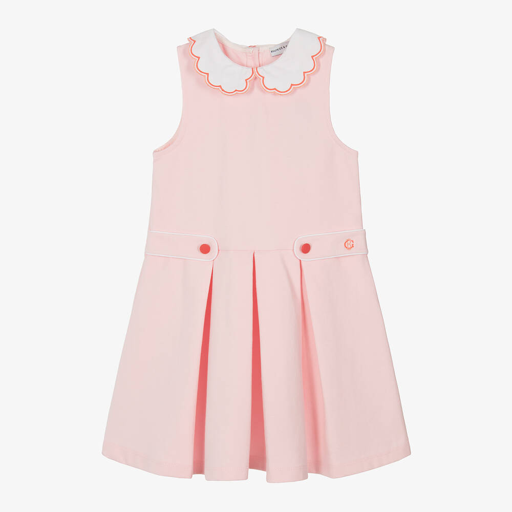 Beatrice & George - Girls Pink Milano Cotton Jersey Dress | Childrensalon