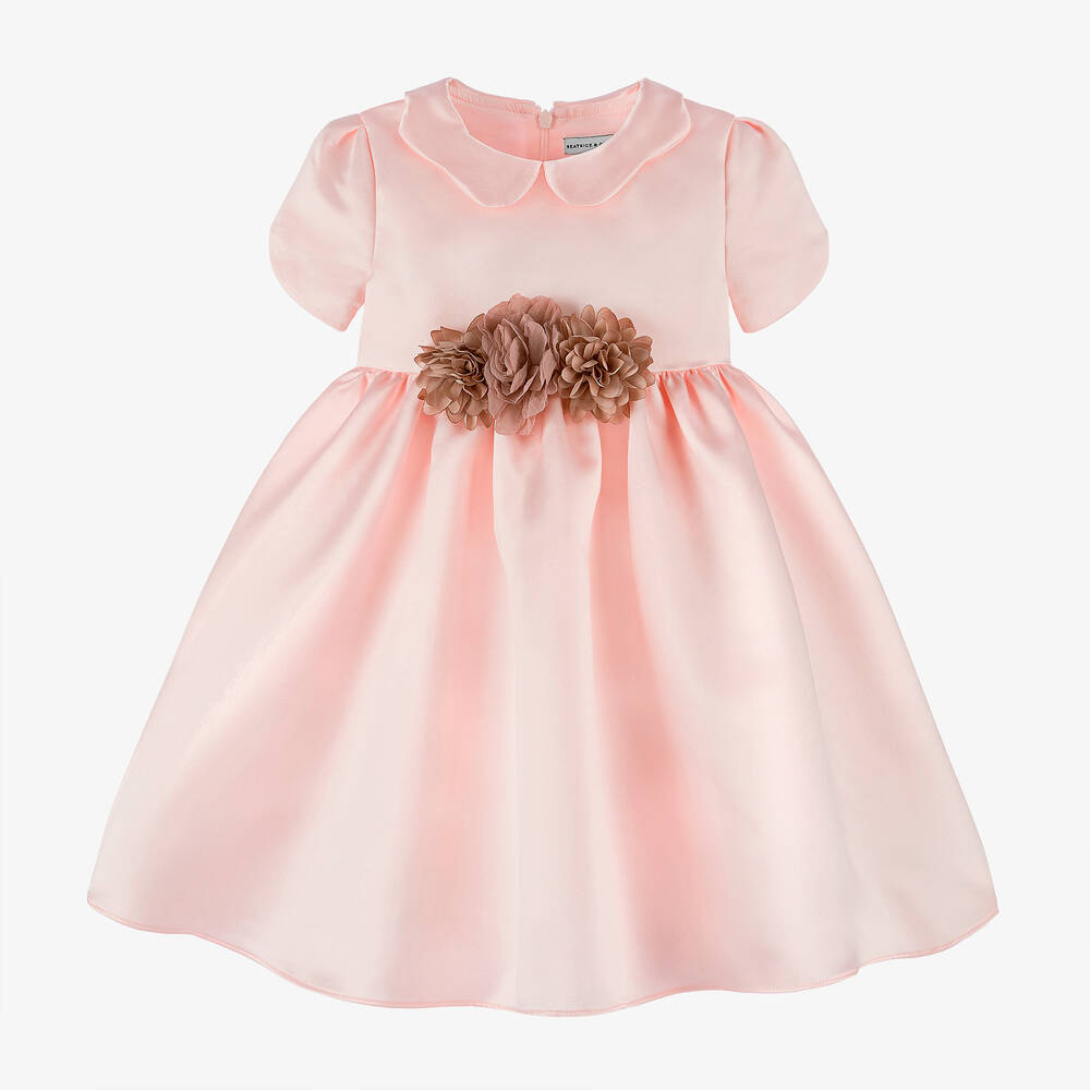 Beatrice & George - Girls Pink Satin Dress | Childrensalon