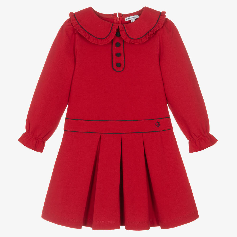 Beatrice & George - Красное хлопковое платье из миланского джерси | Childrensalon