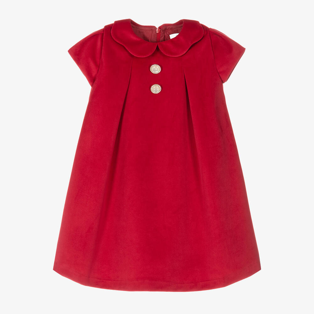 Beatrice & George - Girls Red Velvet Dress | Childrensalon