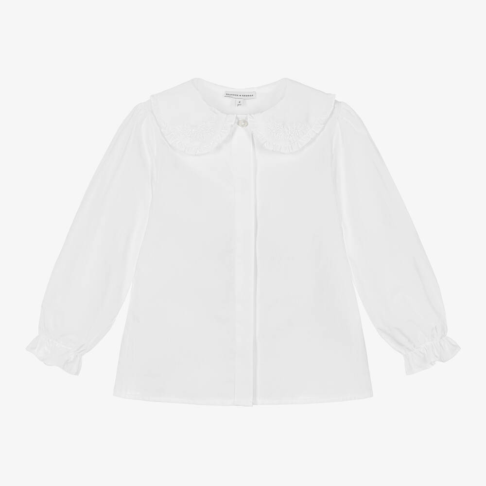 Beatrice & George - Белая хлопковая блузка для девочек | Childrensalon