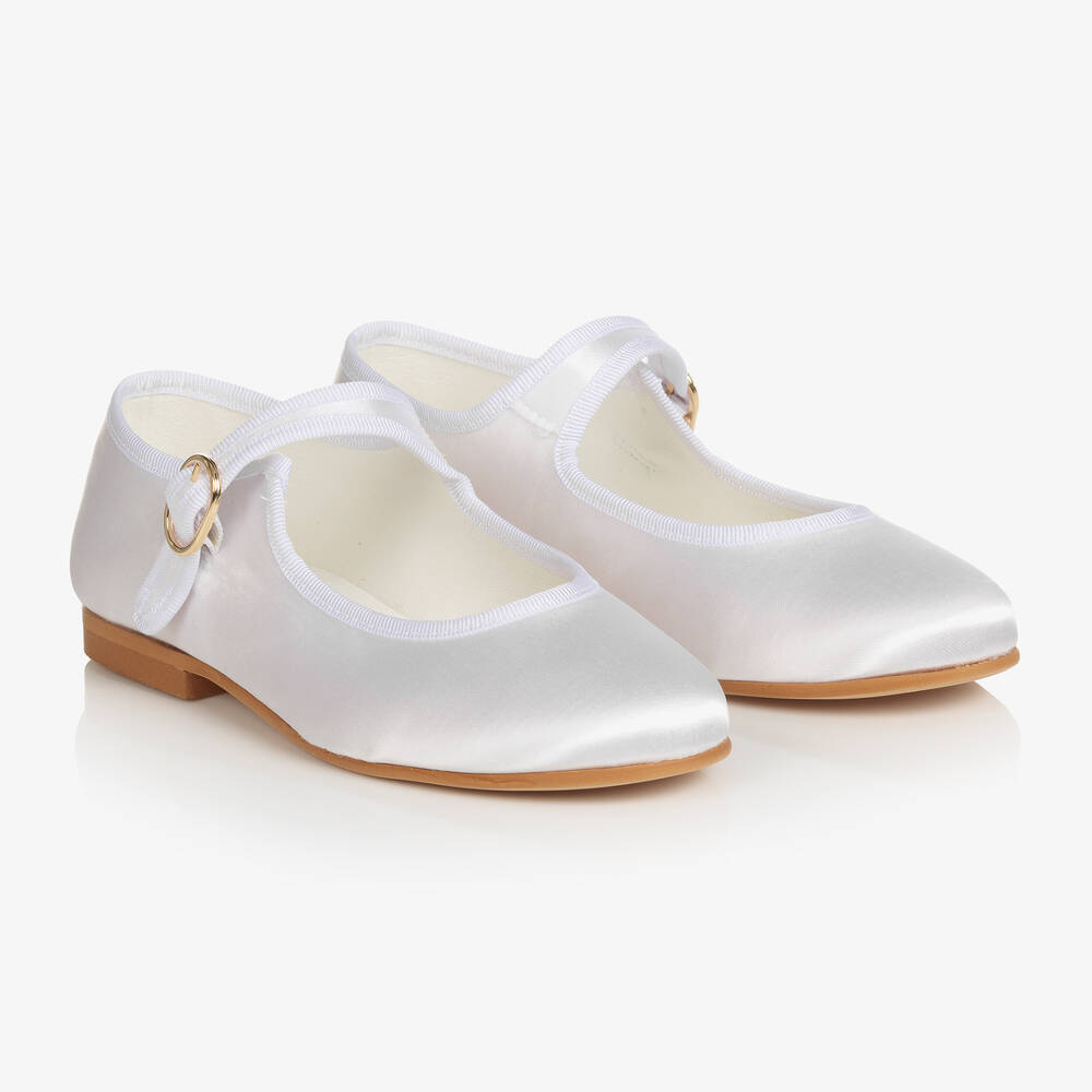 Beatrice & George - Белые атласные туфли с ремешком | Childrensalon