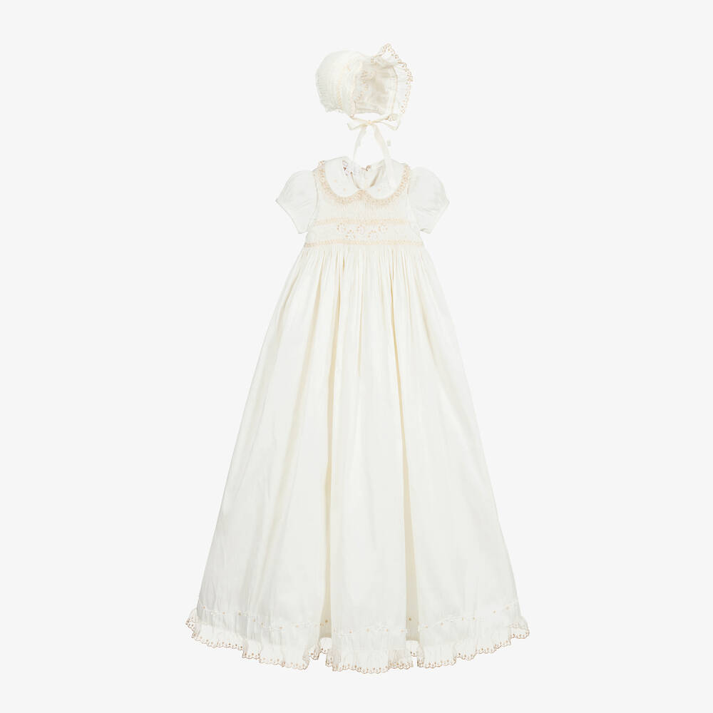 Beatrice & George - طقم فستان للمراسمتطريز سموك لون عاجي  | Childrensalon