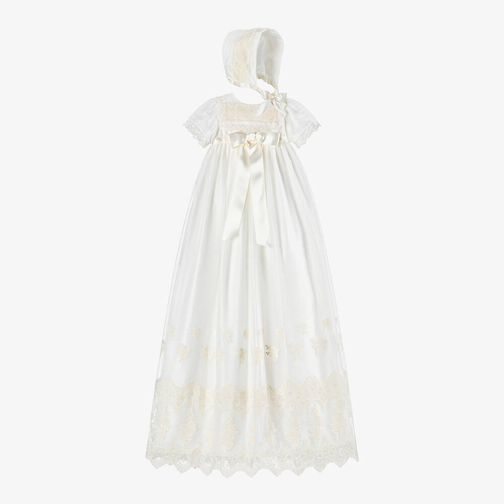 Beatrice & George - Ivory Silk & Lace Ceremony Gown Set | Childrensalon