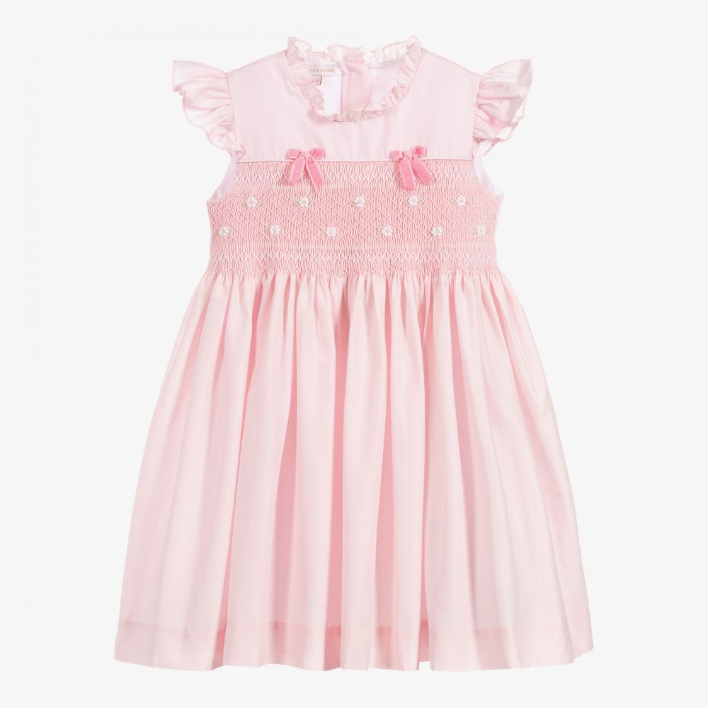 Beatrice & George - Pink Hand-Smocked Cotton Dress | Childrensalon