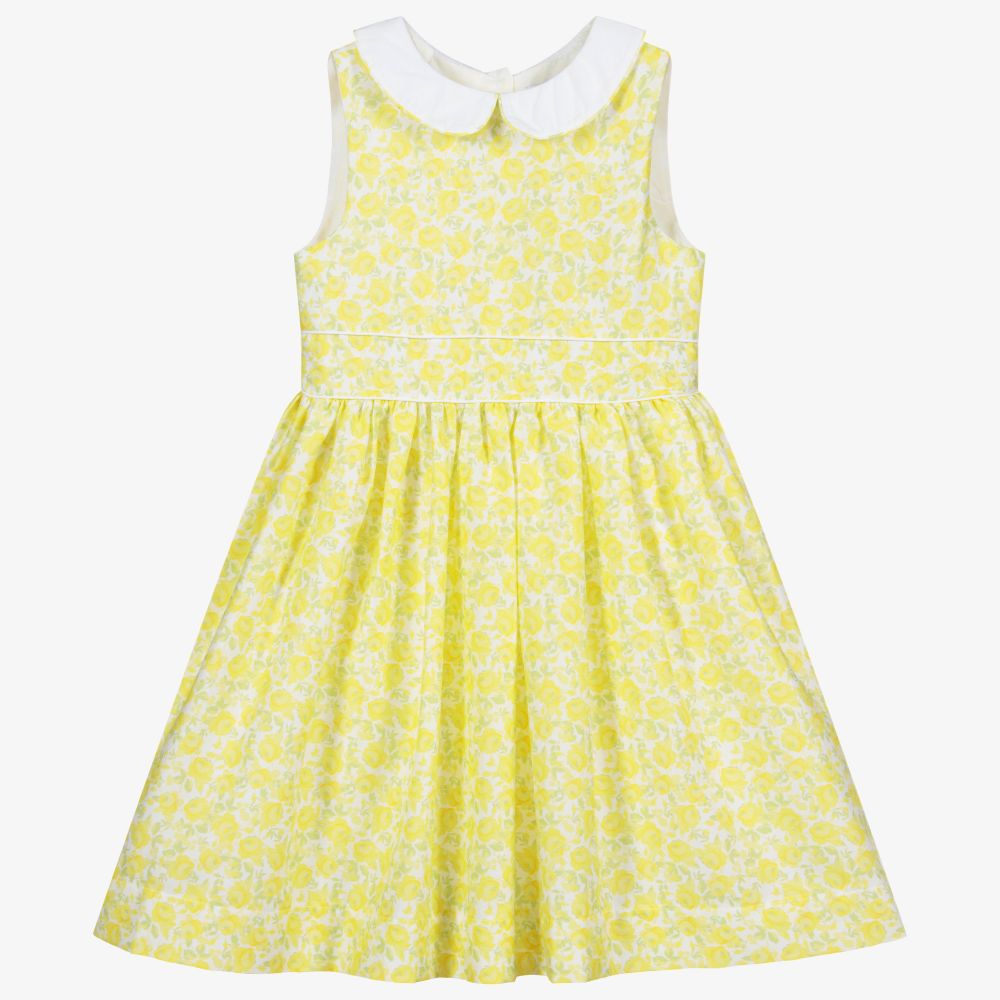 Beatrice & George - Yellow Cotton Floral Dress | Childrensalon