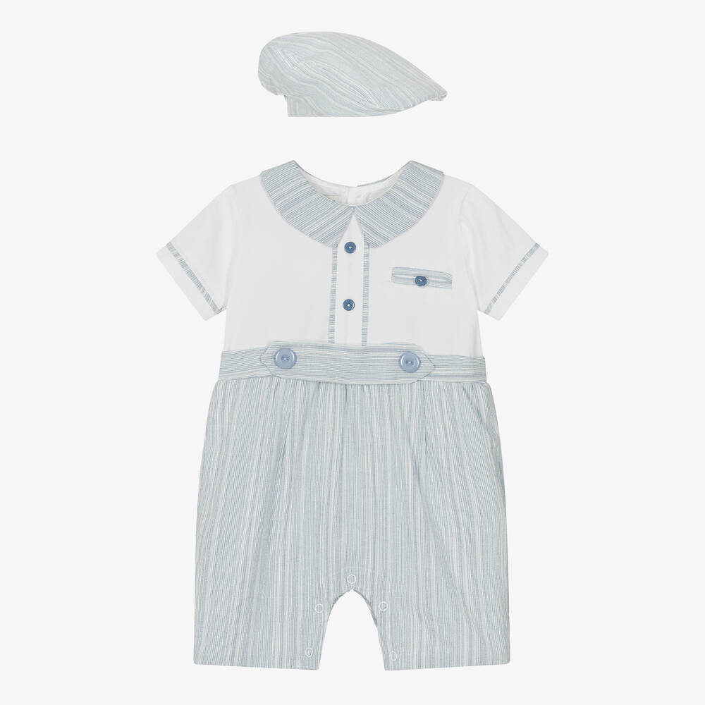 Beau KiD - Baby Boys Blue Cotton Shortie Set | Childrensalon
