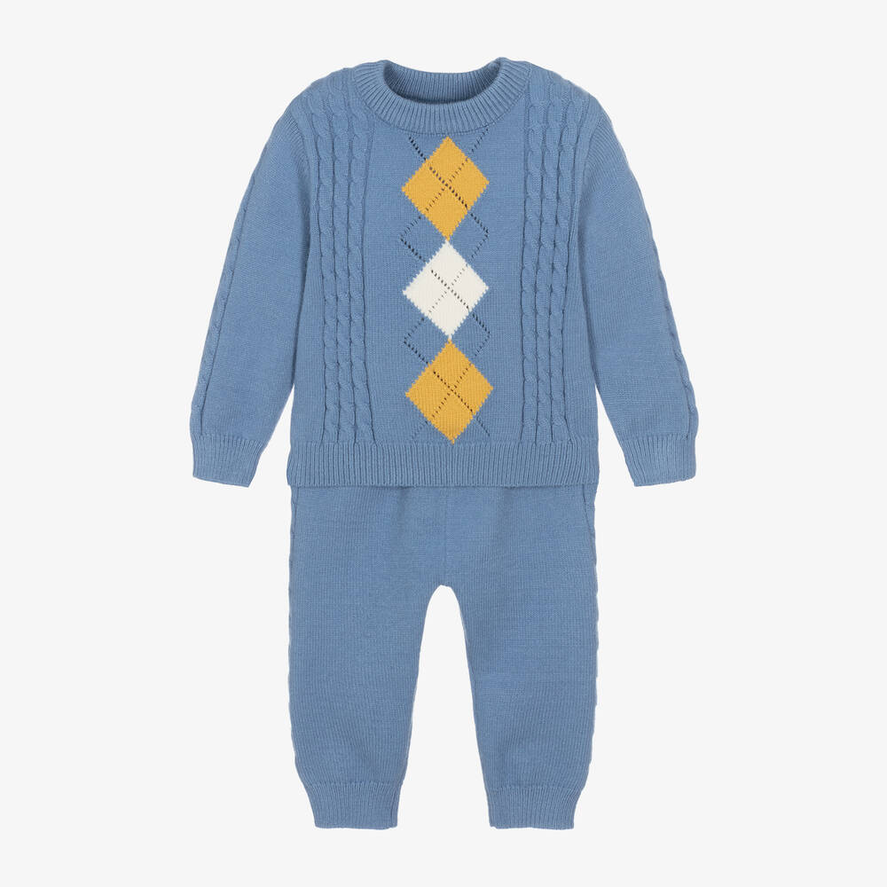 Beau KiD - Baby Boys Blue Knitted Trousers Set | Childrensalon