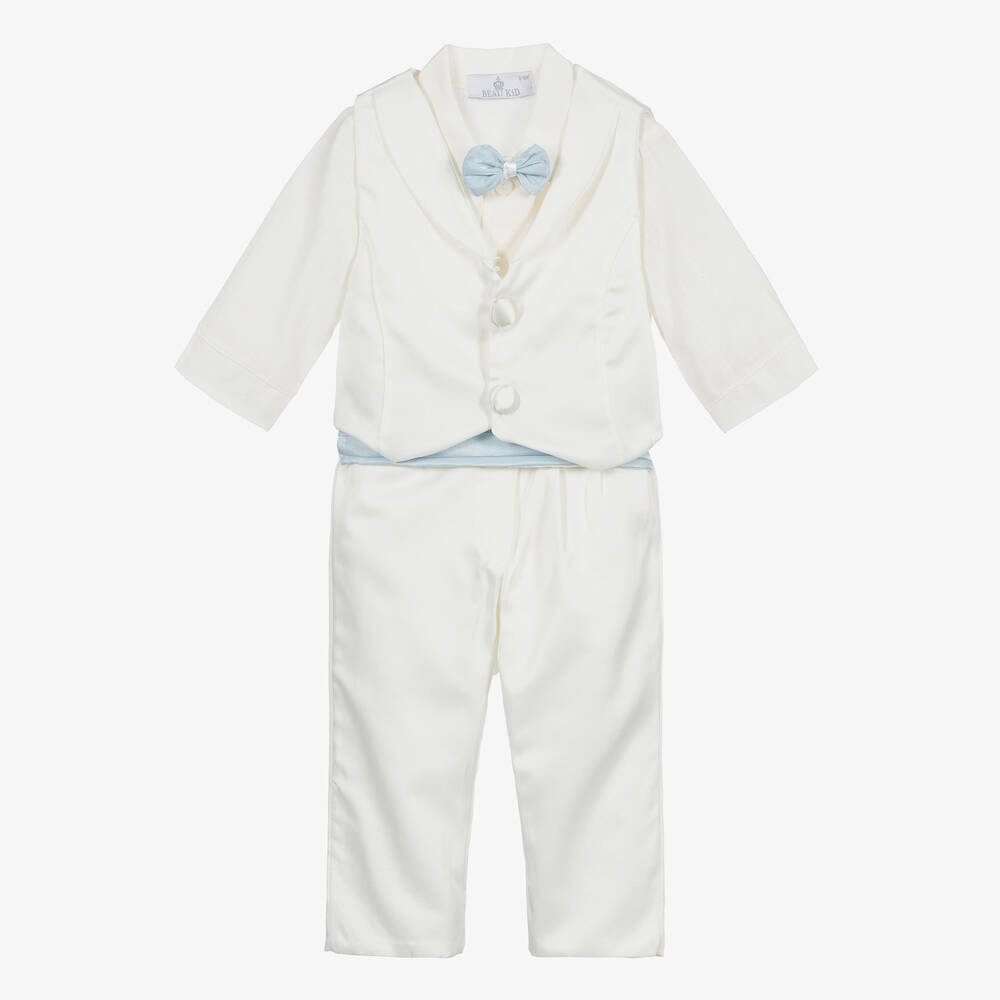 Beau KiD - Elfenbeinfarbener 4-teiliger Anzug für Babys (J) | Childrensalon