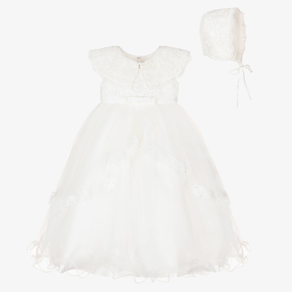Beau KiD - Baby Girls Ivory Gown & Bonnet | Childrensalon