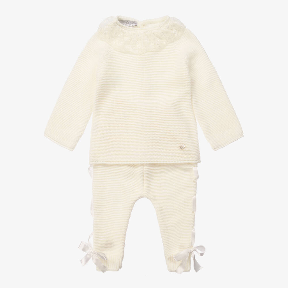 Beau KiD - Baby Girls Ivory Knit Trouser Set | Childrensalon