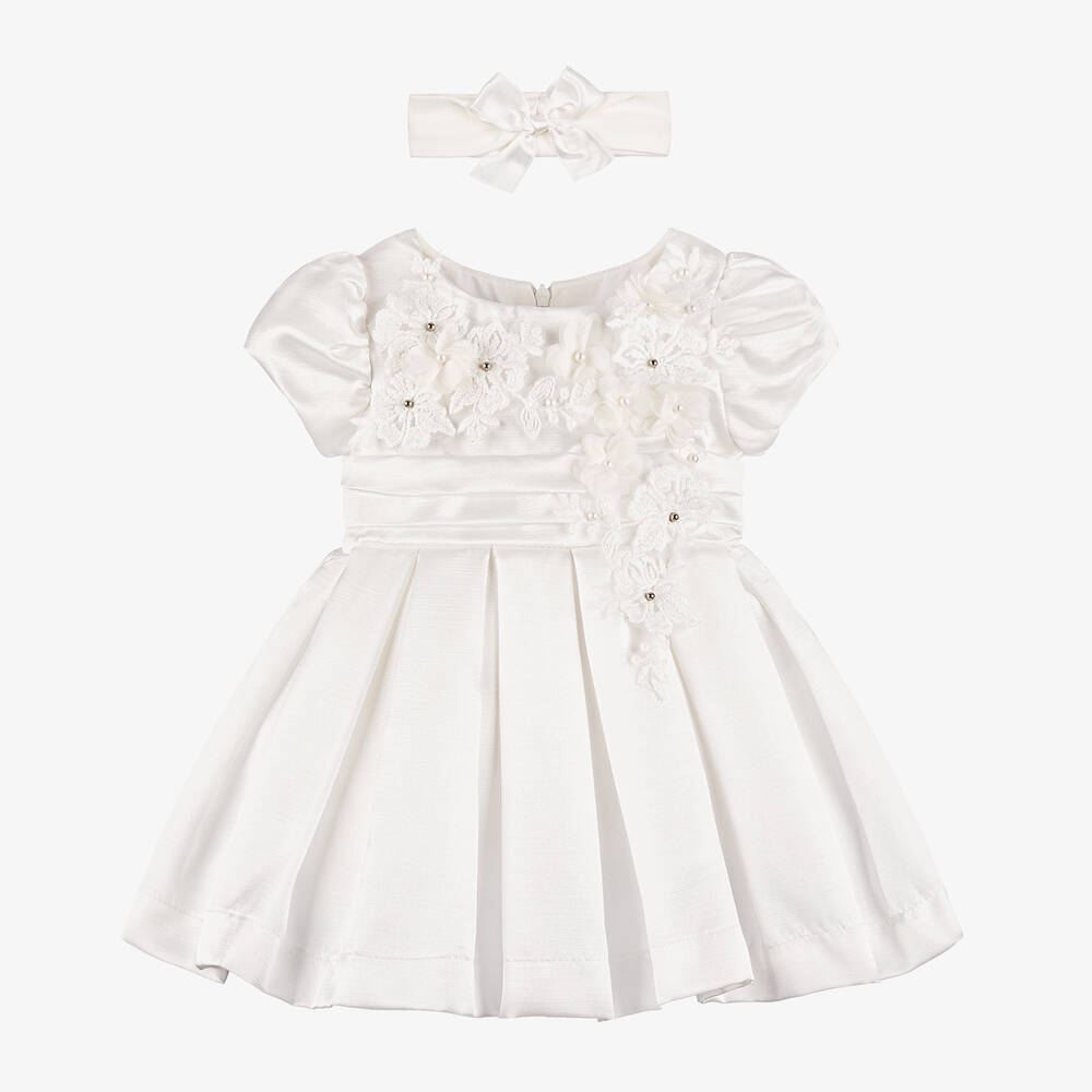 Beau KiD - طقم فستان أطفال بناتي ساتان لون عاجي  | Childrensalon