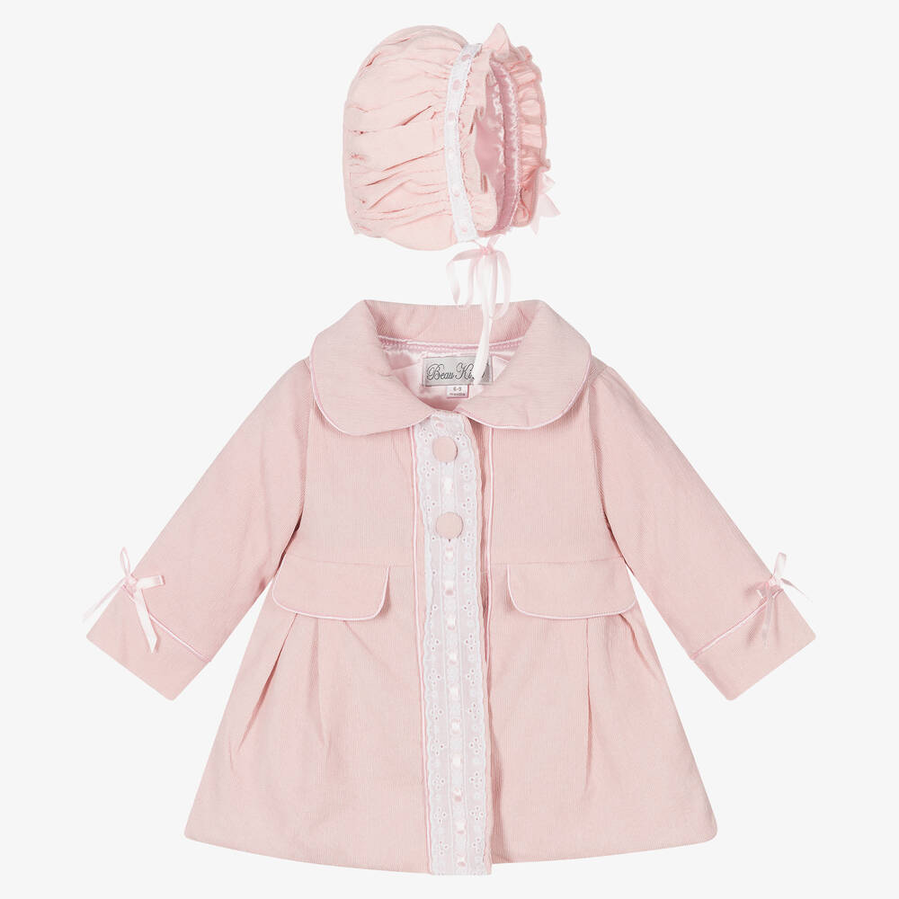 Beau KiD - Baby Girls Pink Coat & Bonnet Set | Childrensalon