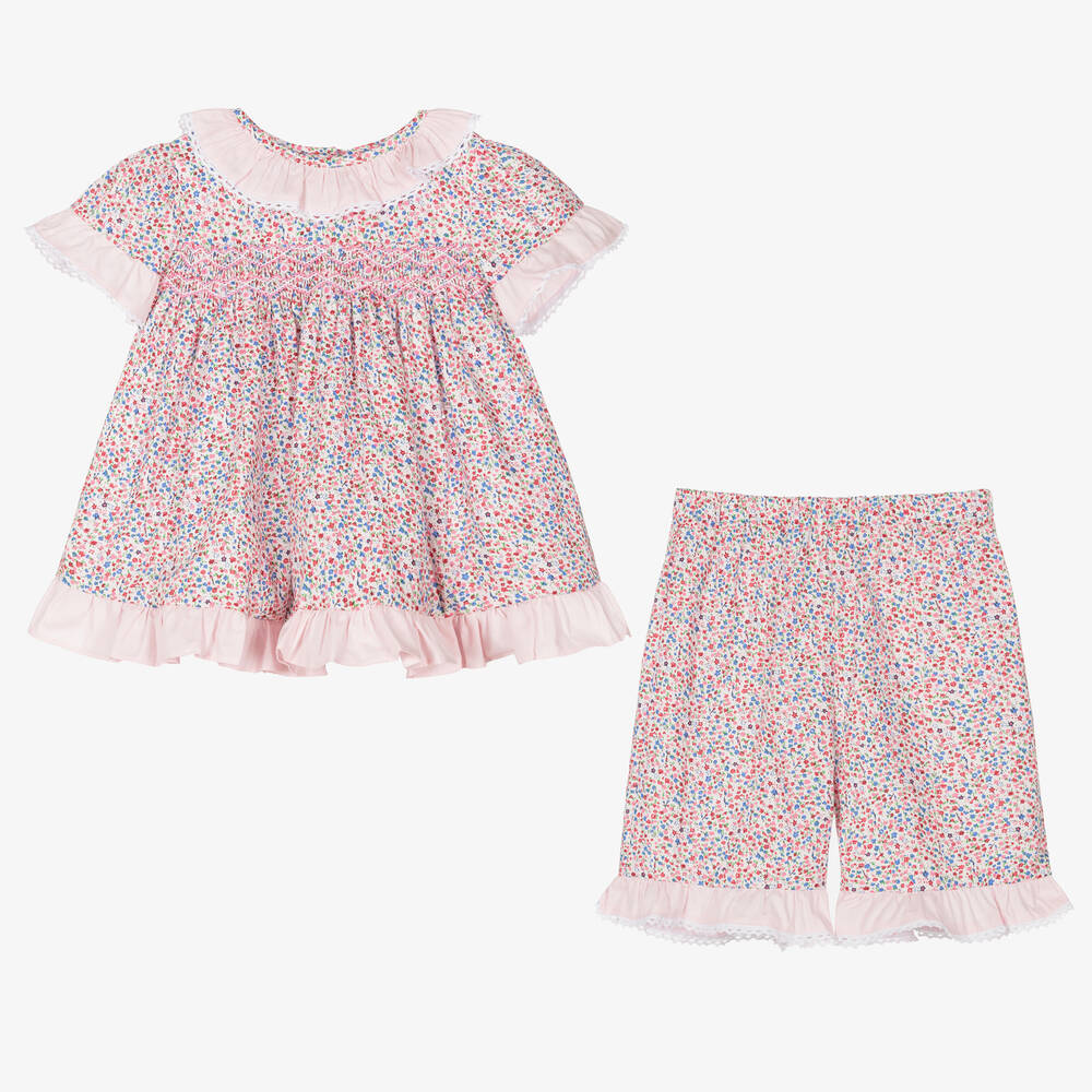 Beau KiD - Baby Girls Pink Cotton Floral Dress Set | Childrensalon