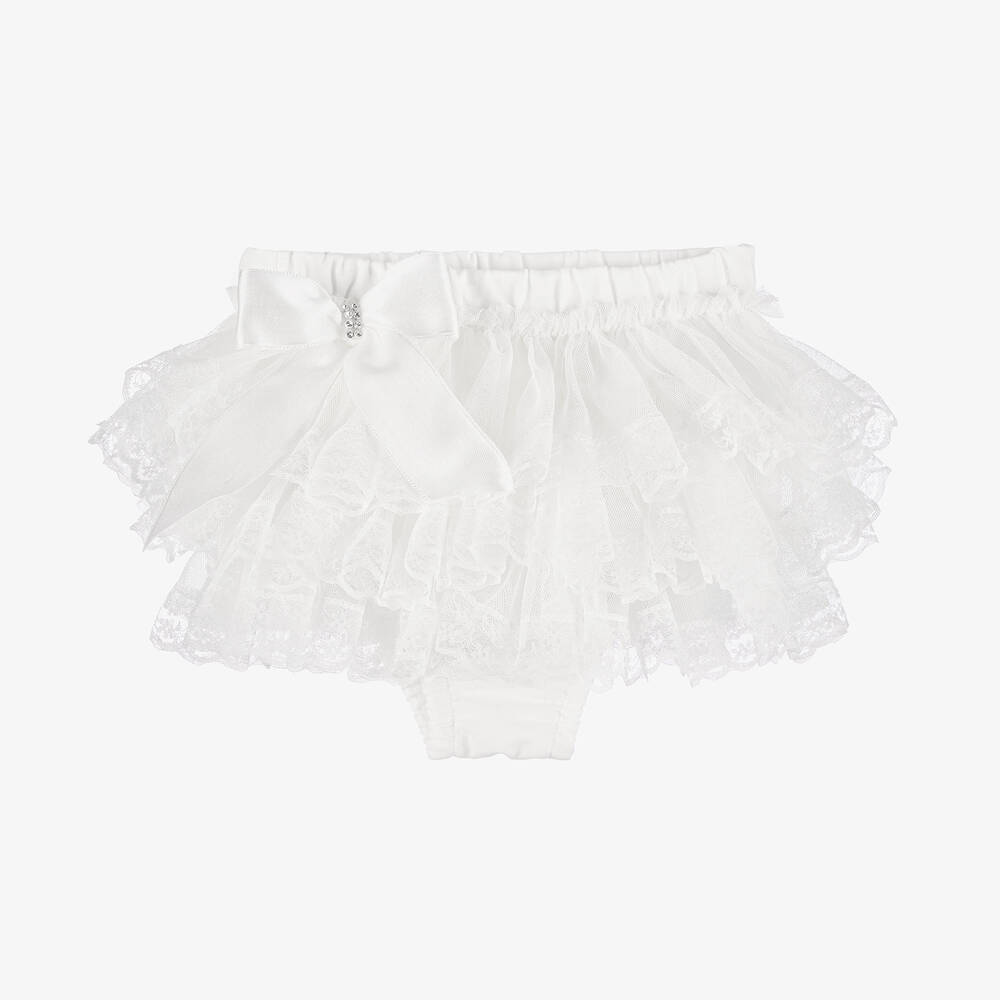 Beau KiD - Baby Girls White Cotton Bloomer Shorts | Childrensalon