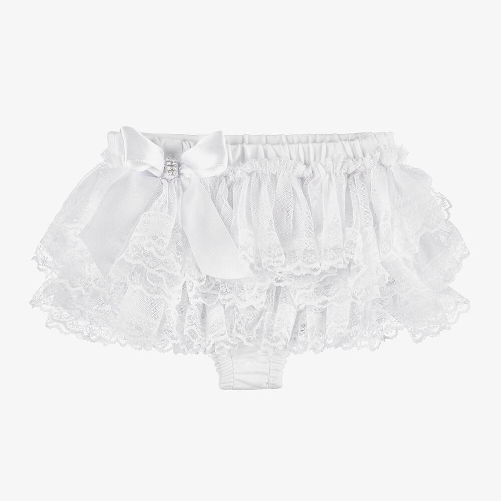 Beau KiD - Bloomer blanc en coton bébé fille | Childrensalon