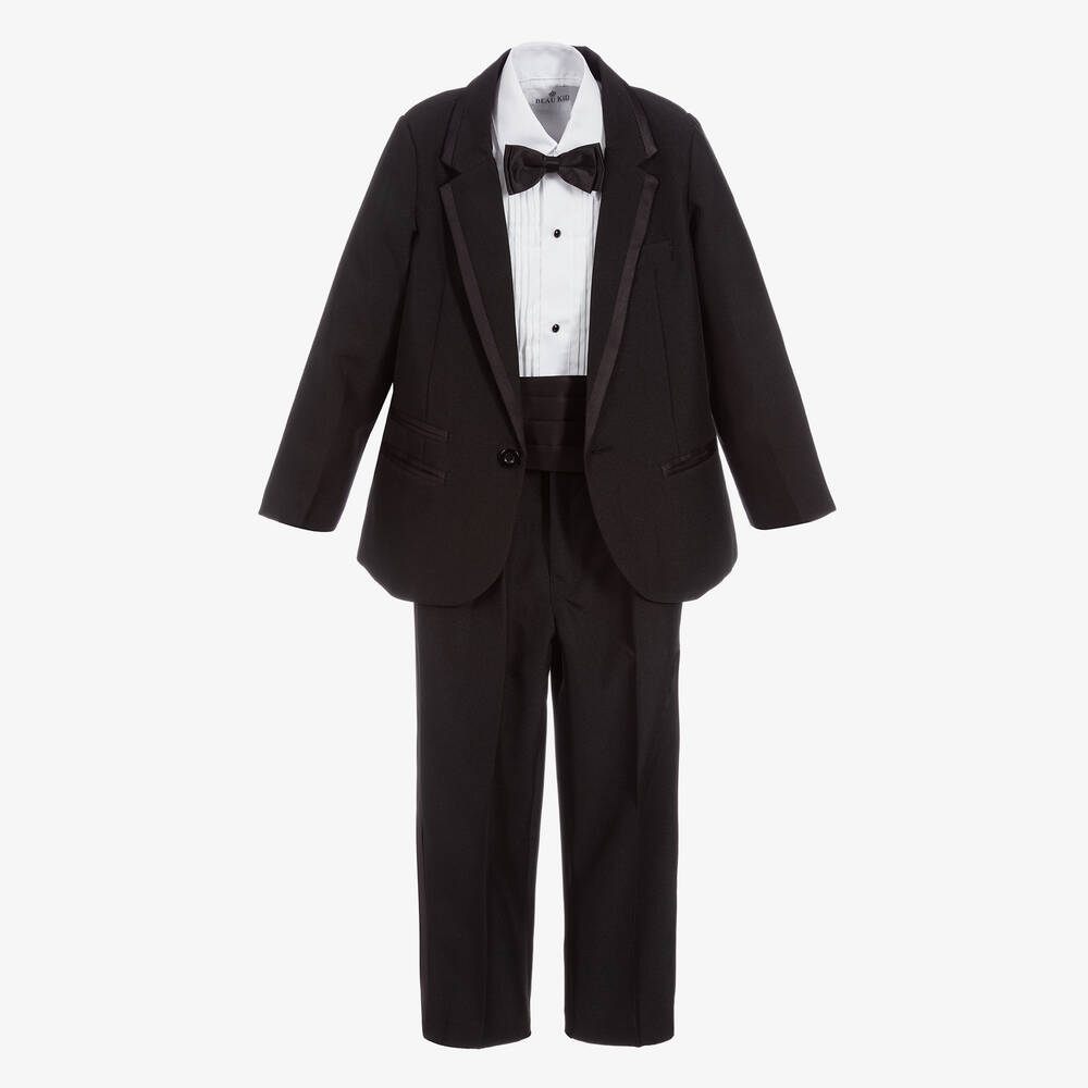 Beau KiD - بدلة تاكسيدو 5 قطع لون أسود وأبيض للأولاد | Childrensalon