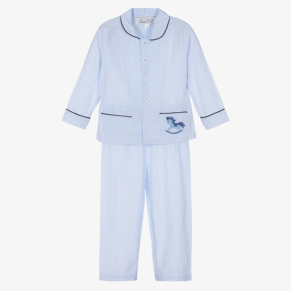 Beau KiD - Boys Blue Striped Cotton Pyjamas | Childrensalon