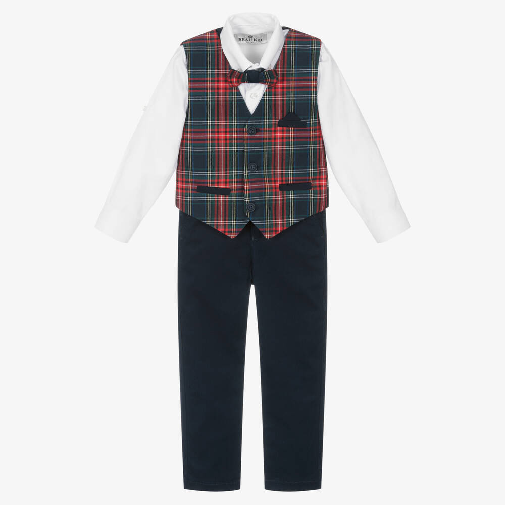 Beau KiD - Boys Blue Tartan Outfit Set | Childrensalon