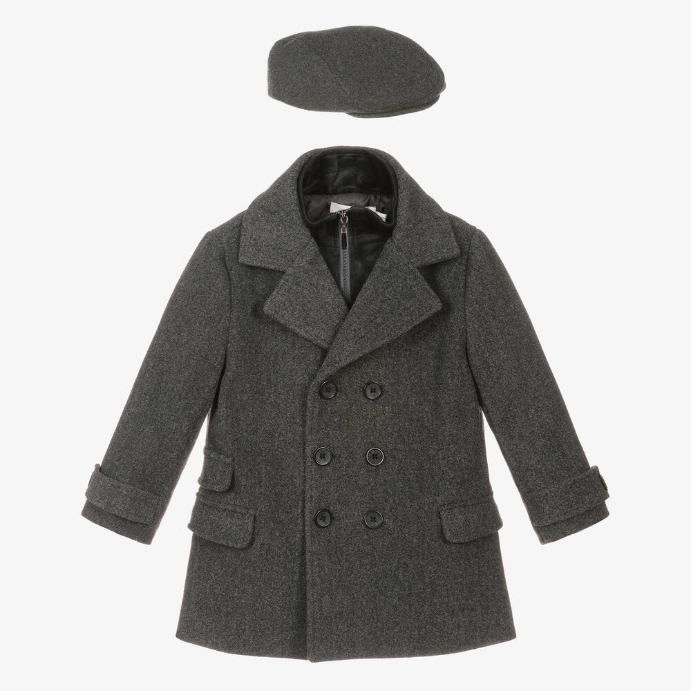Beau KiD - Boys Grey Coat & Hat Set | Childrensalon