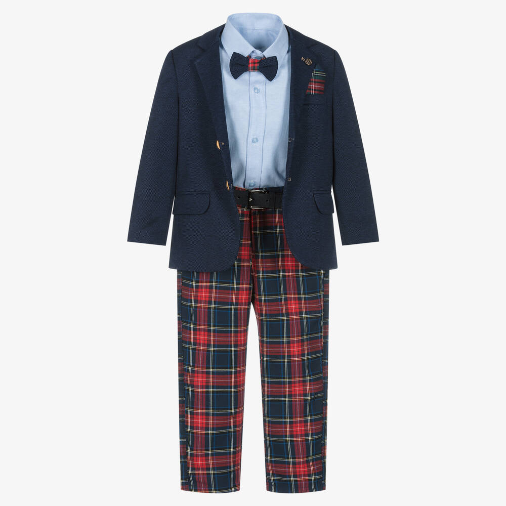 Beau KiD - Boys Navy Blue & Tartan Suit | Childrensalon