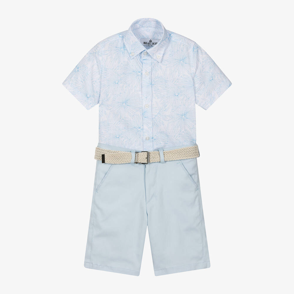 Beau KiD - Boys White & Blue Shorts Set | Childrensalon