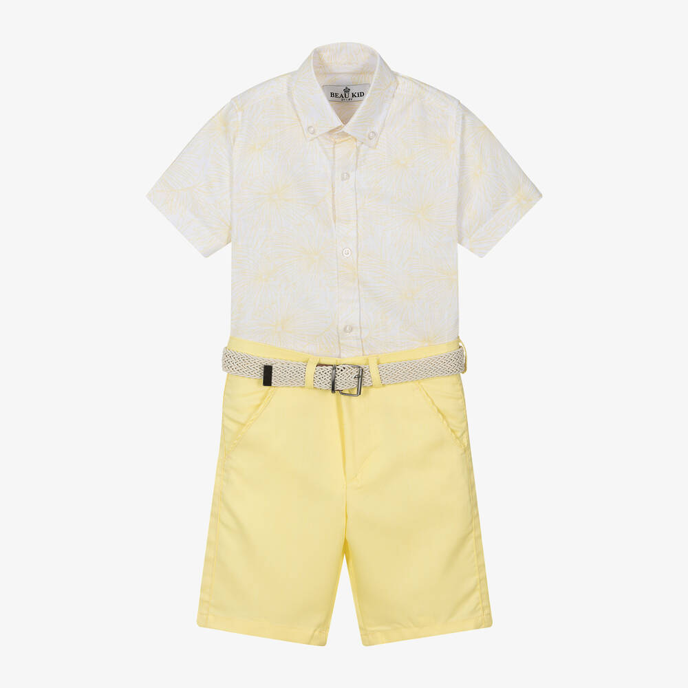 Beau KiD - Boys White & Yellow Shorts Set | Childrensalon
